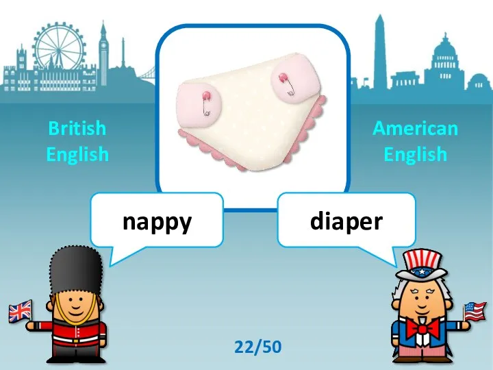 nappy diaper 22/50 British English American English