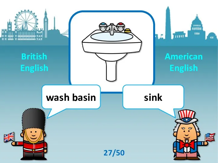 wash basin sink 27/50 British English American English