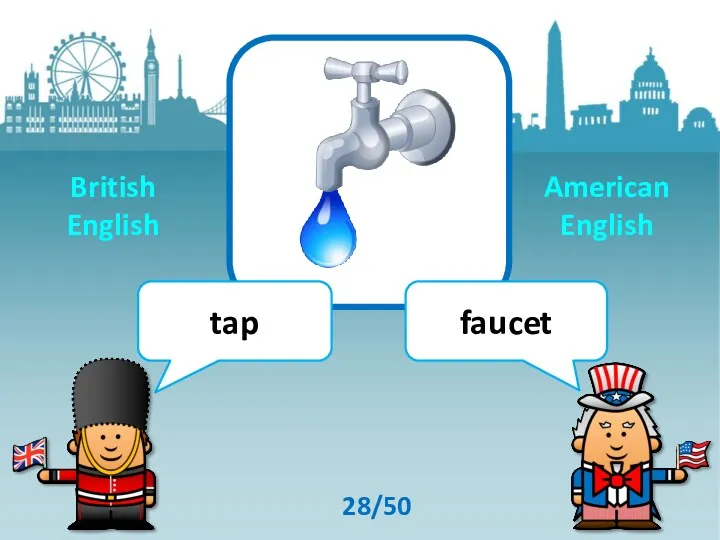 tap faucet 28/50 British English American English