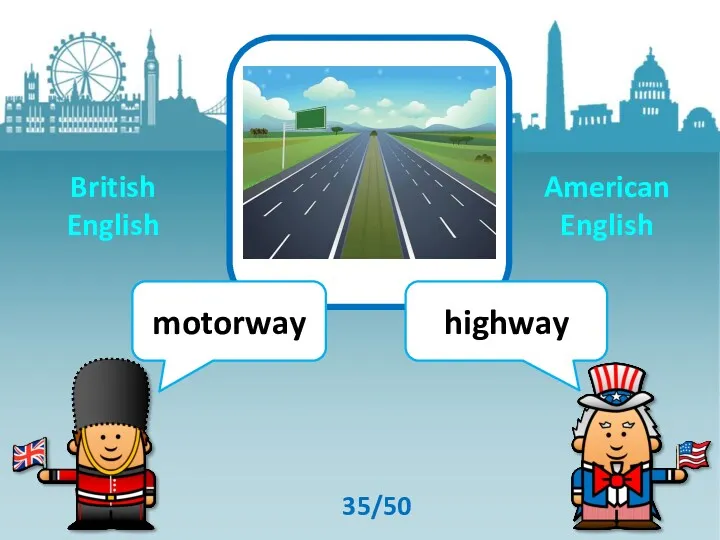 motorway highway 35/50 British English American English