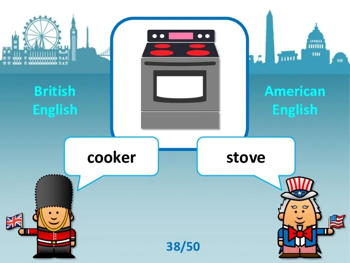 cooker stove 38/50 British English American English