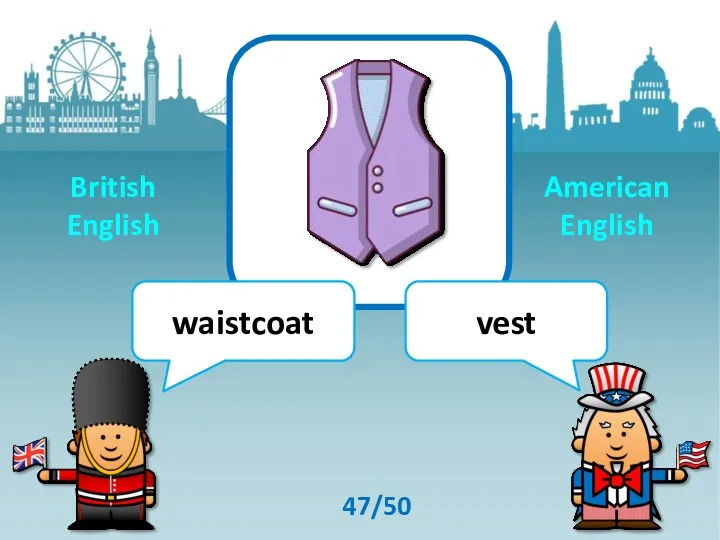 waistcoat vest 47/50 British English American English