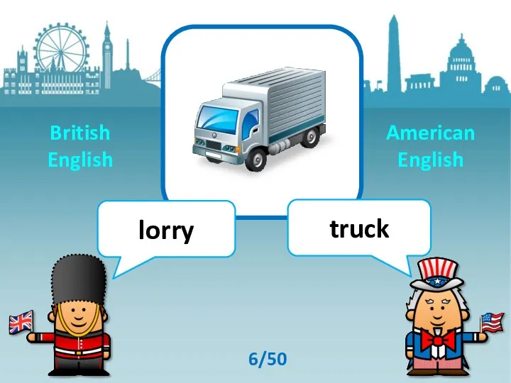 lorry truck 6/50 British English American English