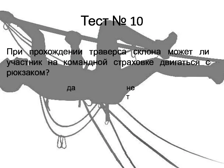 Тест № 10 При прохождении траверса склона может ли участник