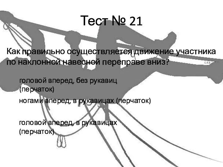 Тест № 21 Как правильно осуществляется движение участника по наклонной