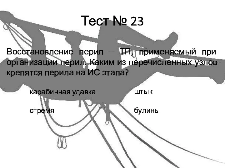 Тест № 23 Восстановление перил – ТП, применяемый при организации