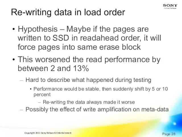 Re-writing data in load order Hypothesis – Maybe if the