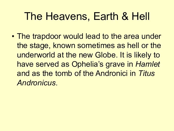 The Heavens, Earth & Hell The trapdoor would lead to