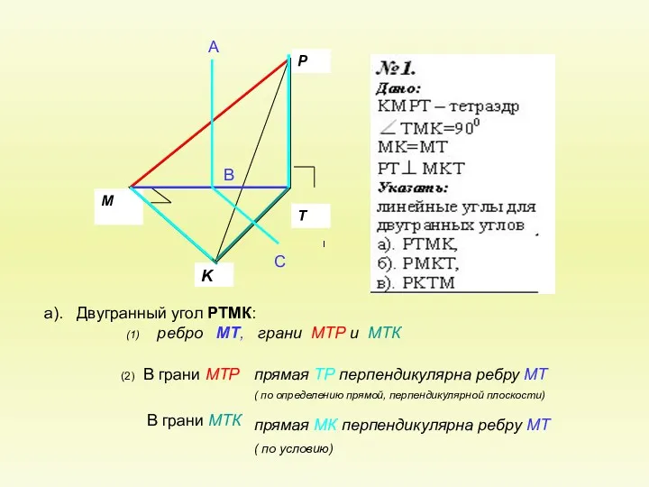 а). Двугранный угол РТМК: (2) В грани МТР В грани