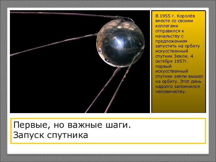 Первые, но важные шаги. Запуск спутника В 1955 г. Королёв