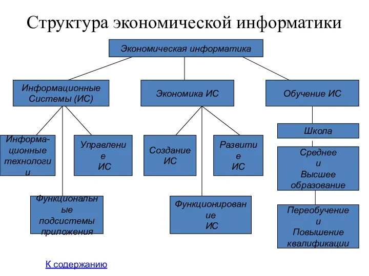 Структура экономической информатики К содержанию