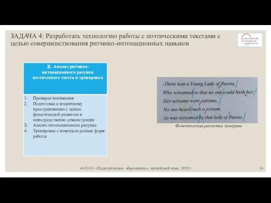 ЗАДАЧА 4: Разработать технологию работы с поэтическими текстами с целью