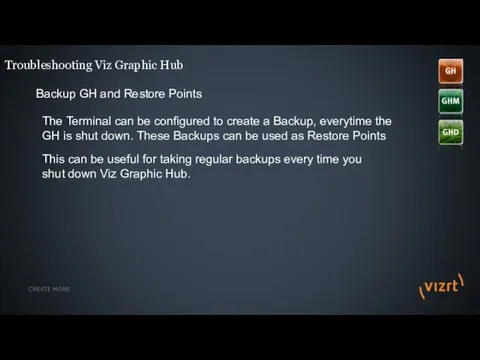 Troubleshooting Viz Graphic Hub Backup GH and Restore Points The