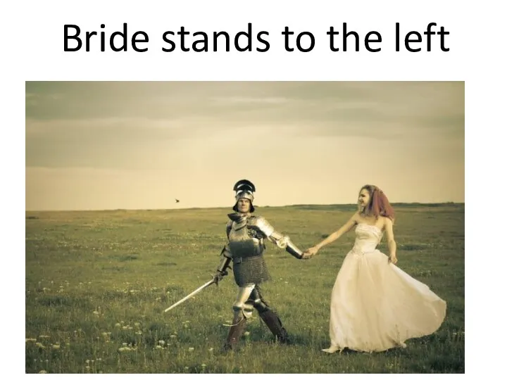 Bride stands to the left