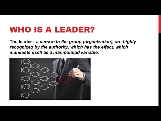 WHO IS A LEADER? The leader - a person in