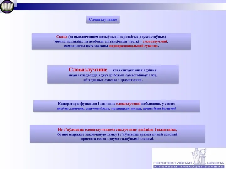 Словазлучэнне Словазлучэнне – гэта сінтаксічная адзінка, якая складаецца з двух