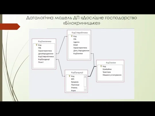 Даталогічна модель ДП «Дослідне господарство «Білокриницьке»