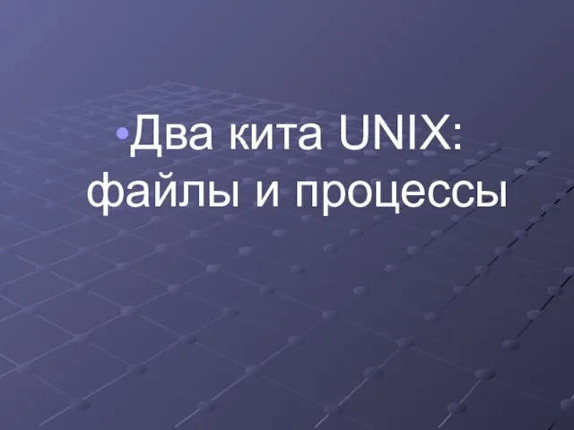 Два кита UNIX: файлы и процессы