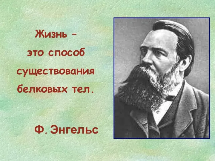 Жизнь – это способ существования белковых тел. Ф. Энгельс