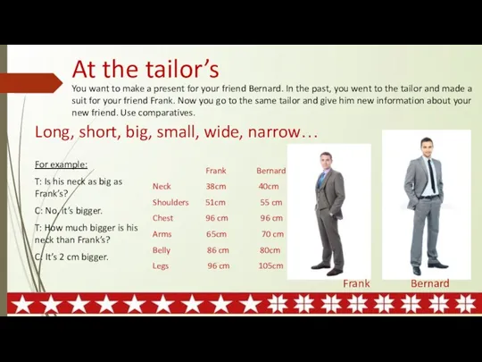 At the tailor’s Frank Bernard Long, short, big, small, wide,