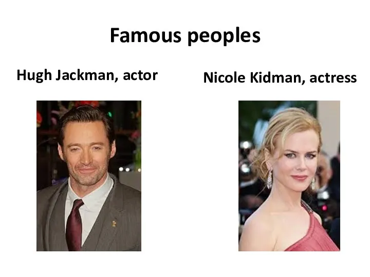 Famous peoples Hugh Jackman, actor Nicole Kidman, actress