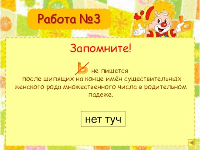 Запомните! не пишется после шипящих на конце имён существительных женского