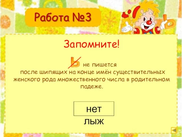 Запомните! не пишется после шипящих на конце имён существительных женского