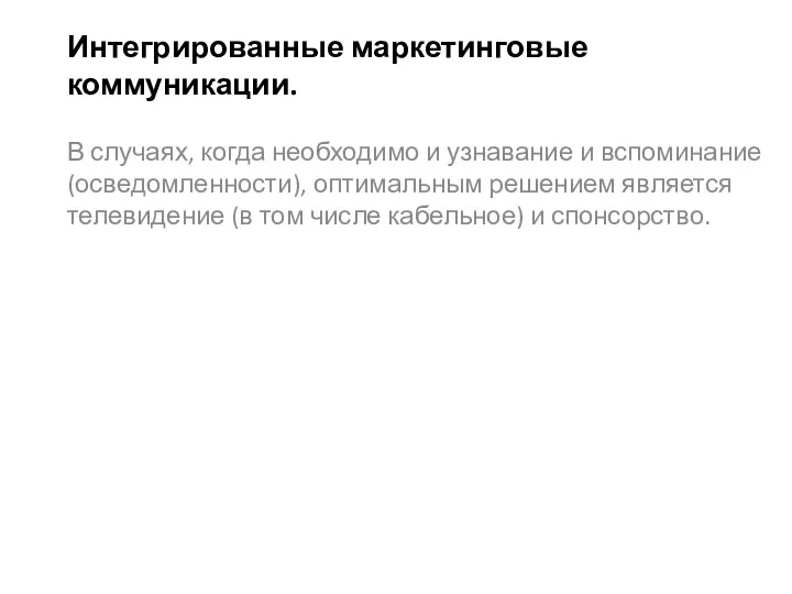 Интегрированные маркетинговые коммуникации. В случаях, когда необходимо и узнавание и