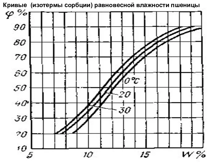 Кривые (изотермы сорбции) равновесной влажности пшеницы