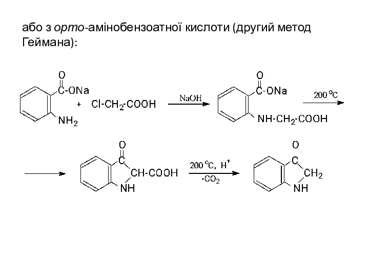 або з орто-амінобензоатної кислоти (другий метод Геймана):
