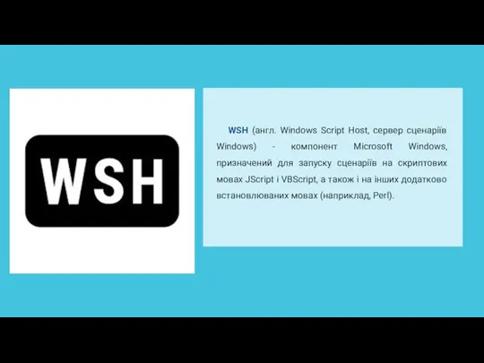 WSH (англ. Windows Script Host, сервер сценаріїв Windows) - компонент Microsoft Windows, призначений