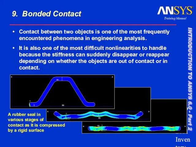 October 30, 2001 Inventory #001571 9- 9. Bonded Contact Contact between two objects