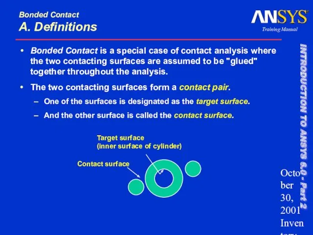 October 30, 2001 Inventory #001571 9- Bonded Contact A. Definitions Bonded Contact is