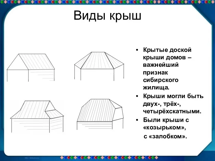 Виды крыш Крытые доской крыши домов – важнейший признак сибирского