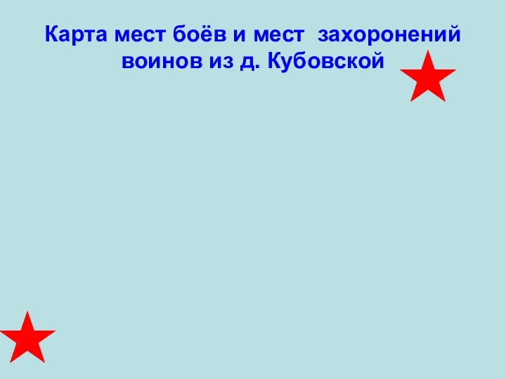 Карта мест боёв и мест захоронений воинов из д. Кубовской