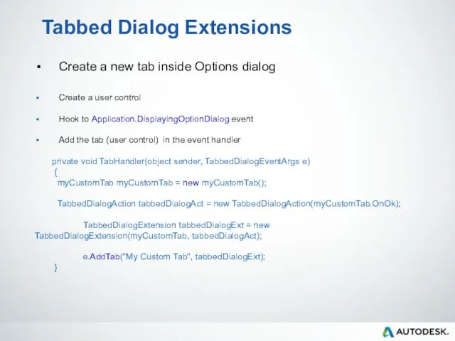 Tabbed Dialog Extensions Create a new tab inside Options dialog