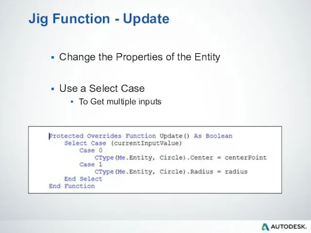 Jig Function - Update Change the Properties of the Entity