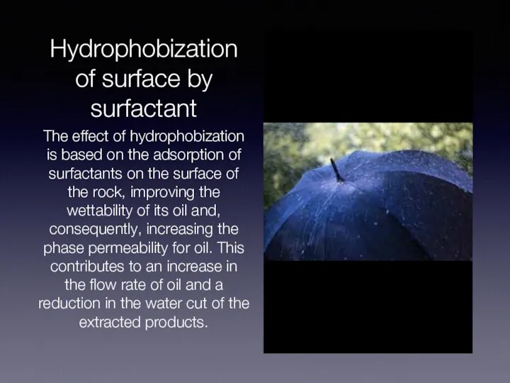 Hydrophobization of surface by surfactant The effect of hydrophobization is