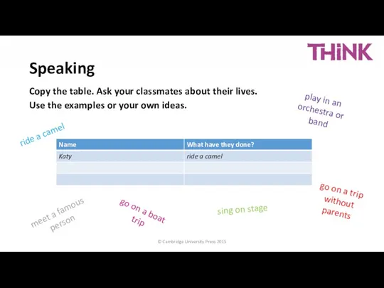 Copy the table. Ask your classmates about their lives. Use