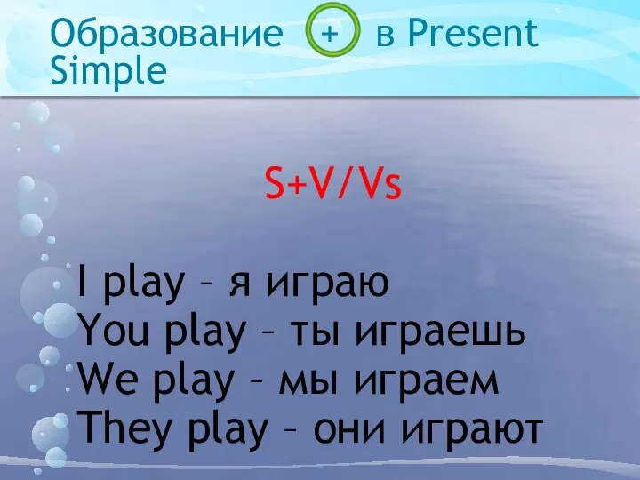 Образование + в Present Simple S+V/Vs I play – я