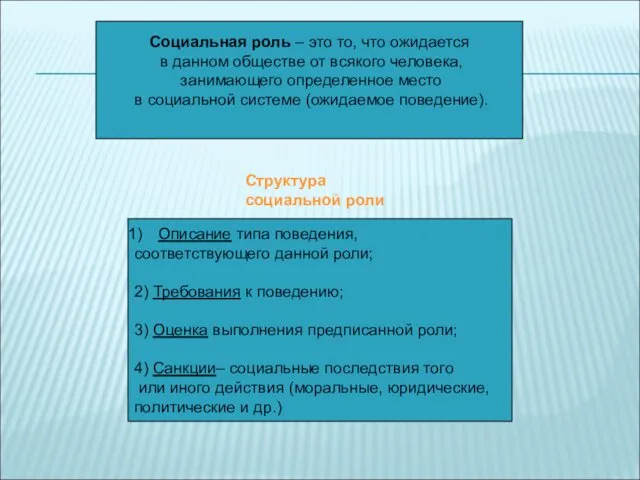 Социальная роль – это то, что ожидается в данном обществе