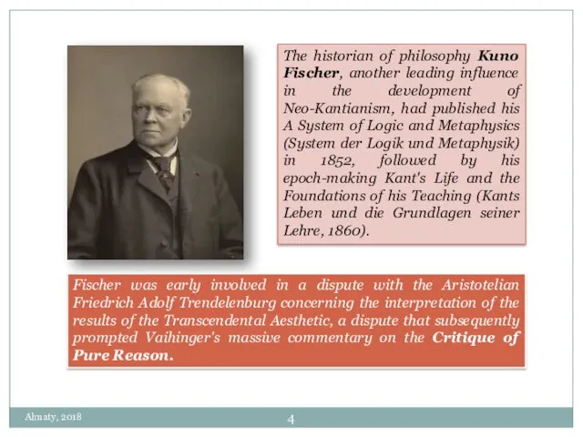 Almaty, 2018 The historian of philosophy Kuno Fischer, another leading