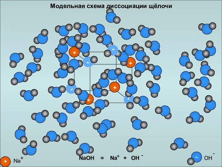 Модельная схема диссоциации щёлочи