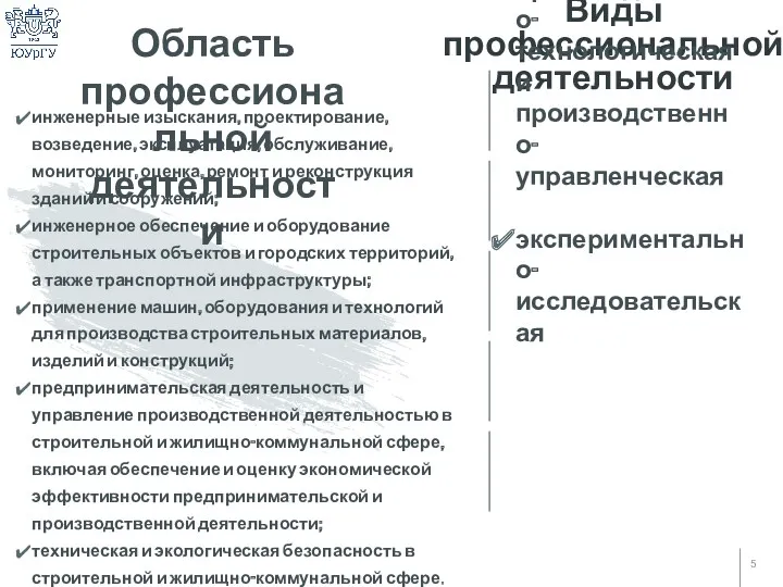 Виды профессиональной деятельности производственно-технологическая и производственно-управленческая экспериментально-исследовательская инженерные изыскания, проектирование,