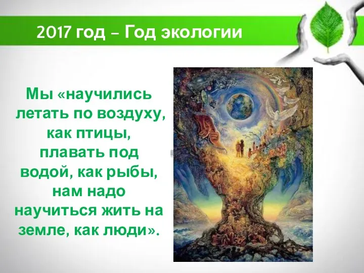 2017 год – Год экологии Мы «научились летать по воздуху,