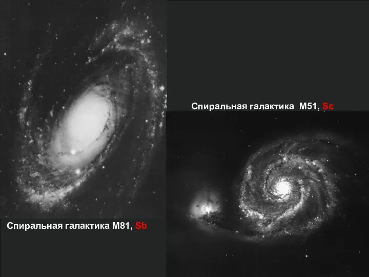Спиральная галактика М81, Sb Спиральная галактика М51, Sc