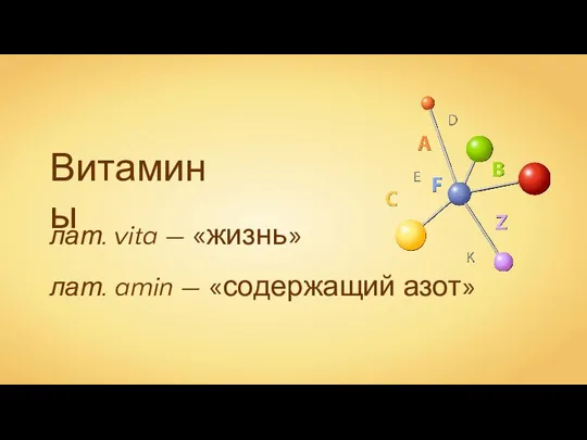 Витамины лат. vita — «жизнь» лат. amin — «содержащий азот»