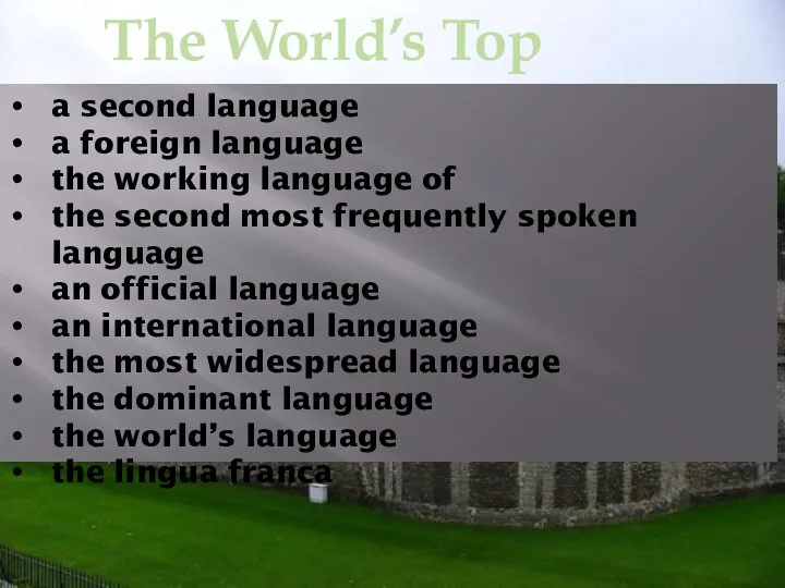 The World’s Top Tongue a second language a foreign language