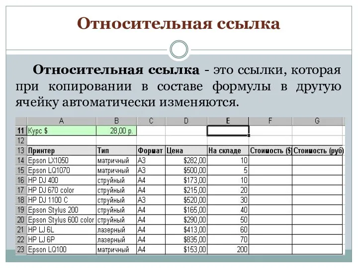 Относительная ссылка Относительная ссылка - это ссылки, которая при копировании