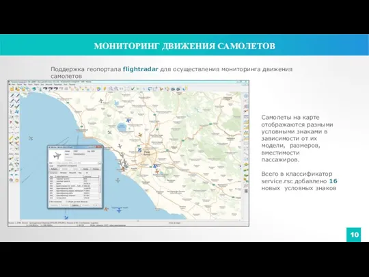 Поддержка геопортала flightradar для осуществления мониторинга движения самолетов Cамолеты на